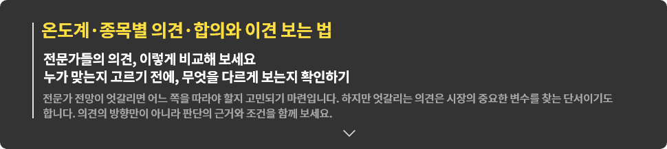 온도계·종목별 의견·합의와 이견 보는 법