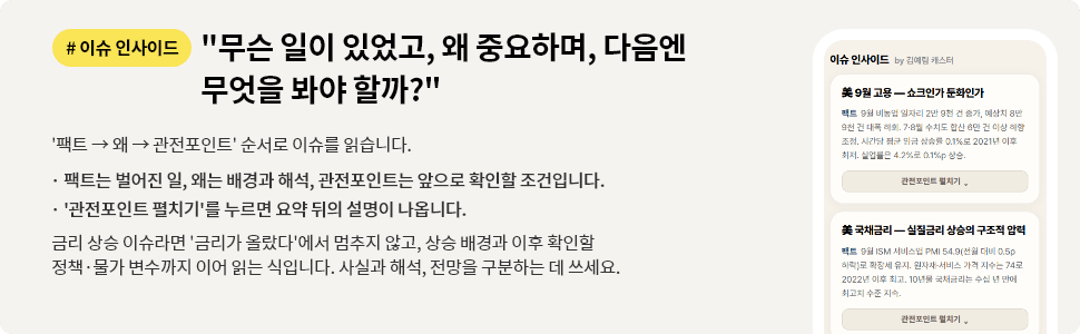 이슈 인사이드, 팩트 왜 관전포인트 순서로 이슈를 읽습니다