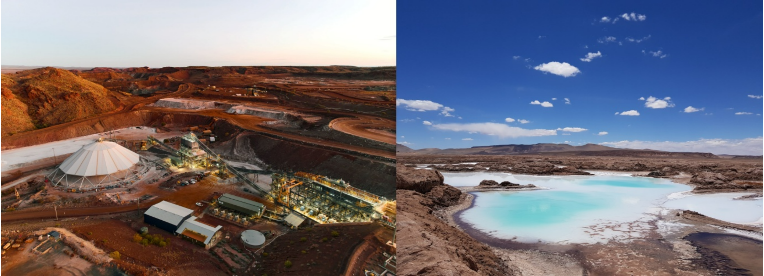 (왼쪽부터) 호주 미네랄 리소스社가 보유·운영 중인 서호주 워지나(Wodgina) 리튬 광산과 아르헨티나 옴브레 무에르토 리튬 염호. (사진=포스코홀딩스)