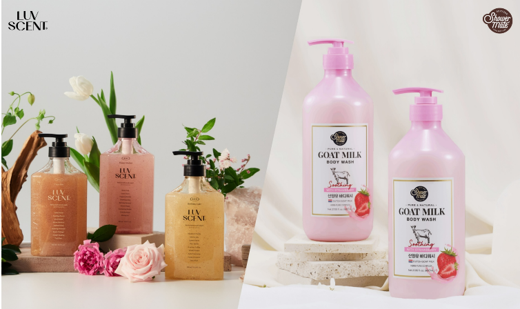 (왼쪽부터)'럽센트'(LUVSCENT)와 '샤워메이트'(SHOWER MATE) 제품 관련 이미지. (사진=애경산업)