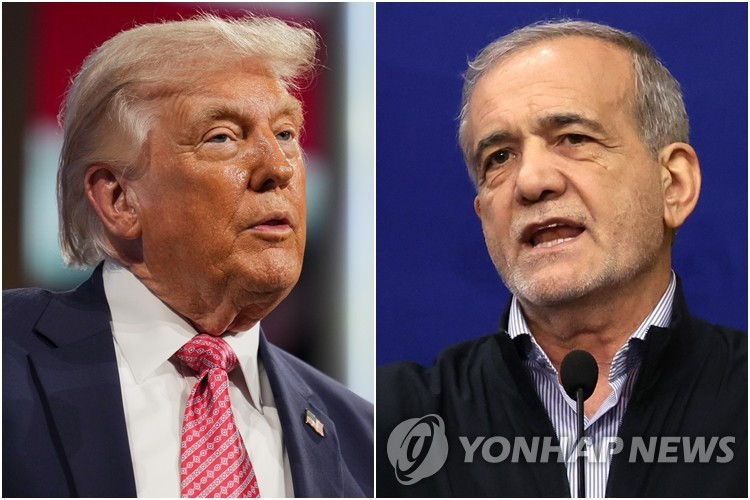 트럼프 미국 대통령(왼쪽)과 마수드 페제시키안 이란 대통령. 사진=연합뉴스