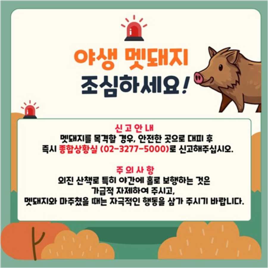 멧돼지 출몰 주의 공지. (사진=이화여대 기숙사 홈페이지 캡처)