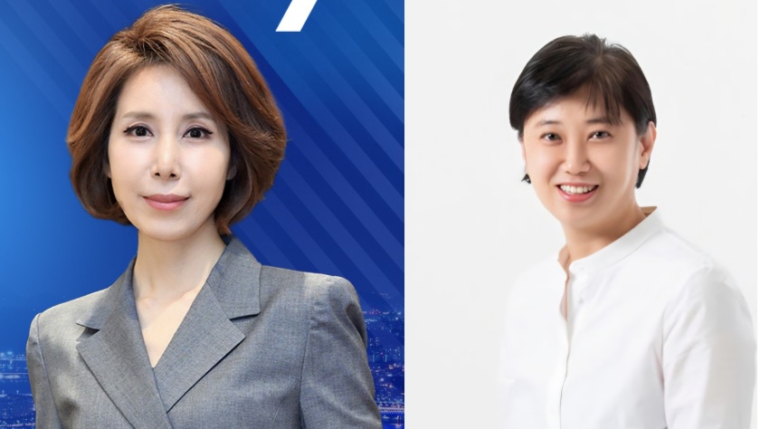 왼쪽부터 이윤희 앵커, 김은령 전 부사장.