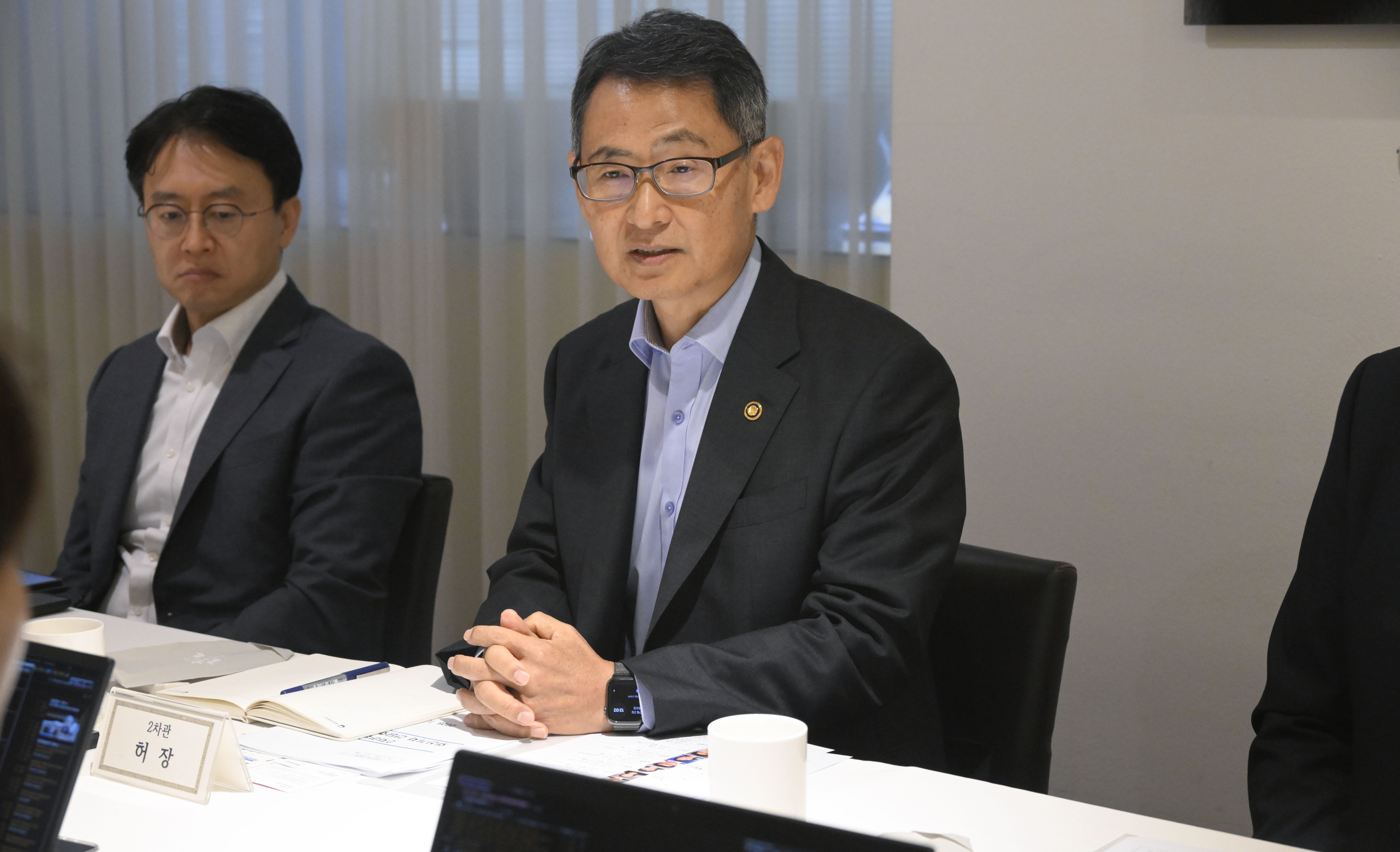 허장 재정경제부 2차관이 2일 서울 종로구 달개비에서 열린 '외신기자 간담회'를 주재하고 있다.