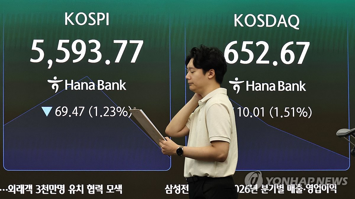 30일 서울 중구 하나은행 딜링룸 현황판에 표시된 코스피·코스닥 지수. 사진=연합뉴스