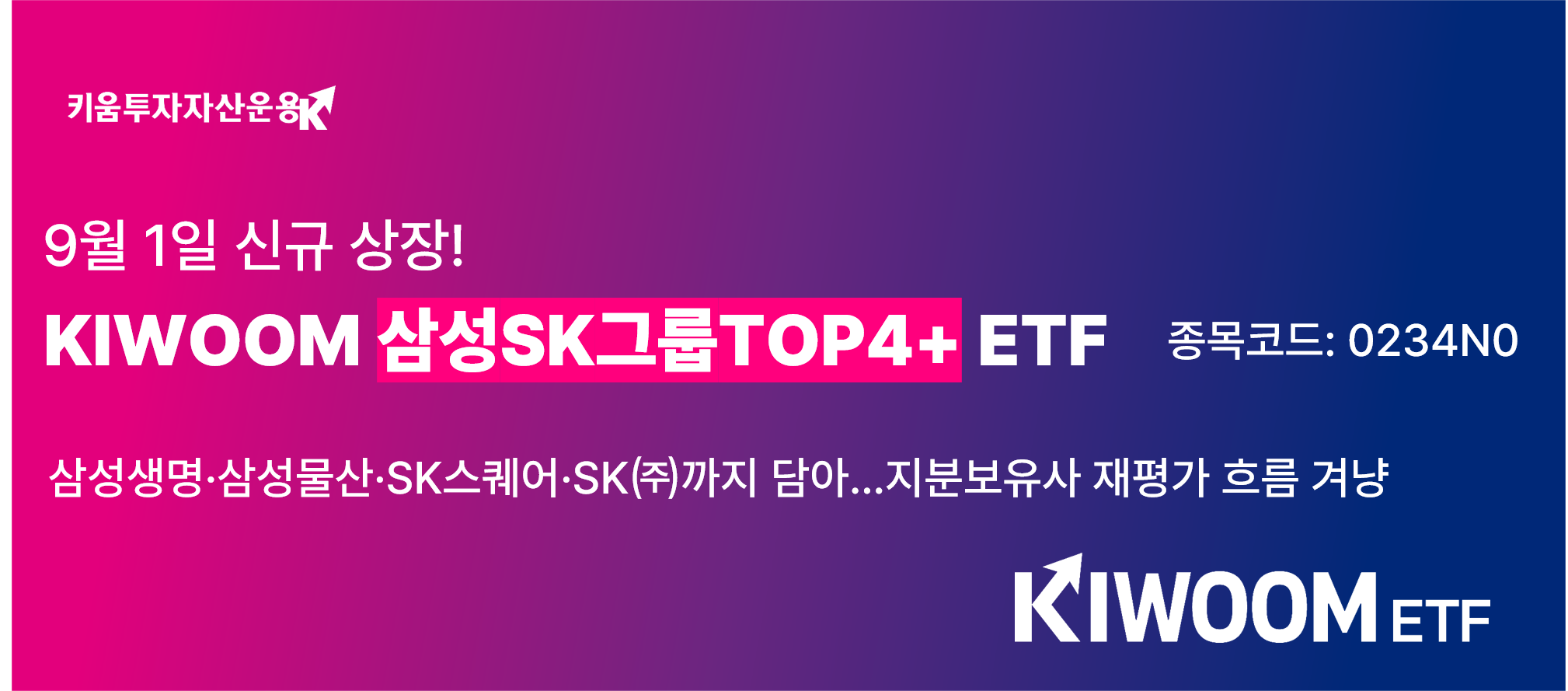 키움운용 '삼성SK그룹TOP4+' 1일 상장…