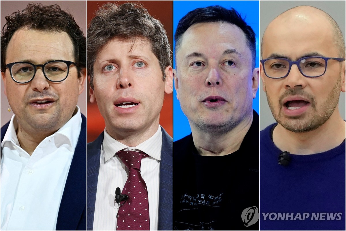 다리오 아모데이 앤트로픽 CEO(왼쪽부터), 샘 올트먼 오픈AI CEO, 일론 머스크 스페이스X CEO, 데미스 허사비스 구글 딥마인드 CEO. 사진=연합뉴스