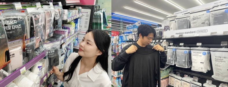 (왼쪽부터)CU '히트터치 기모 타이즈' 제품, GS25·무신사 스탠다드 '크루넥 긴팔 티셔츠' 제품. (사진=BGF리테일·GS리테일)