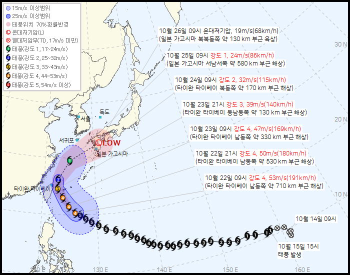 태풍 '참피' 예상 이동경로. 사진=기상청