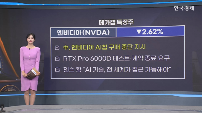 中 규제 당국, 엔비디아 AI 칩 구매 중단 지시-[美증시 특징주]