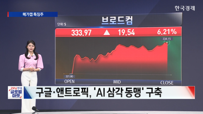 브로드컴 'AI 삼각 동맹'에 독주... 지정학 리스크에 엇갈린 메가캡 [ 美증시 특징주 ] 