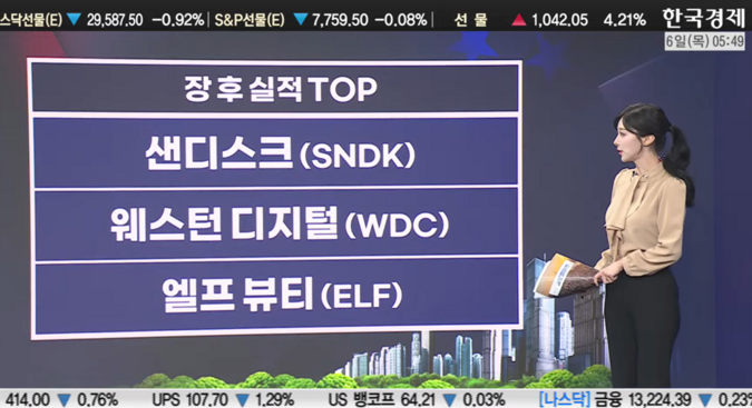 샌디스크 엇갈린 가이던스·WDC 차익 실현…메모리 주가 시간 외 하락세-[美증시 특징주]
