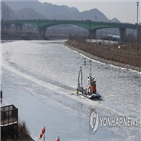 구간,아라뱃길,인천,선박,김포터미널,얼음