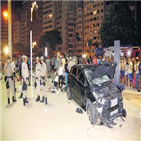 승용차,돌진,해변,브라질