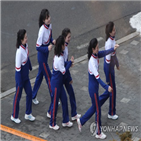 모습,이동,오후,응원단,취재진