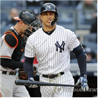 스탠턴,경기,5삼,양키스,볼티모어