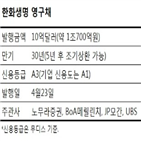 영구채,한화생명,발행,10억,글로벌,금리,발행회사