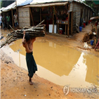 난민촌,난민,폭우,방글라데시,세계,최대,몬순