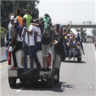 이민자,미국,캐러밴,도로,온두라스
