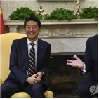트럼프,총리,아베,대통령,일본,정상회담,무역협상,해결,북한,협력
