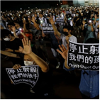 홍콩,시위대,경찰,시위,발사,지역,기자