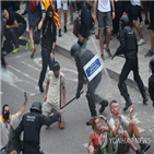 카탈루냐,스페인,바르셀로나,주요,시위대,경찰,시위,지도부
