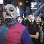 포크스,가이,가면,홍콩,영국,시위,민주화,데이,영화
