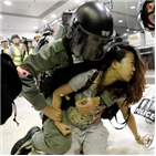 체포,홍콩,시위,경찰,시위대,사람,중국,과정,경찰서