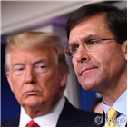 트럼프,스퍼,장관,대통령,폭동진압법