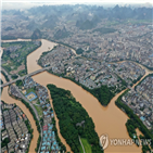 홍수,수위,중국,지역,서부,최대,사태