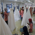 드레스,공장,직원,인도네시아,켄리인,전무,웨딩드레스,작업,주문,네시아