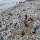 쓰레기,플라스틱,해변,발리섬,인도네시아