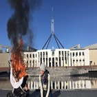 호주,시위,의사당,시위대
