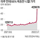 가격,니켈,배터리,전기차,폭등,원자재,급등