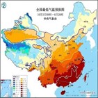 중국,경보,한파,이날,북부,폭염