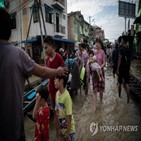 수재민,발생,홍수,미얀마,지역