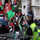 시위,팔레스타인,영국,군인,지지,런던,전쟁