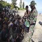 난민,인도네시아,주민,미얀마,도착,정부