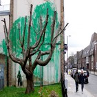 뱅크,나무,벽화,런던