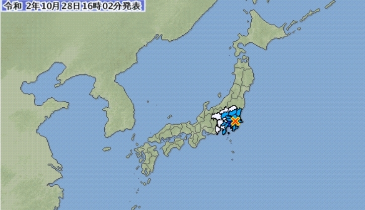 일본 지바현 규모 4.3 지진. (사진=일본 기상청 홈페이지 캡처)