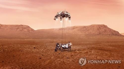 미국의 인내가 화성에 착륙 한 생명의 흔적 탐사