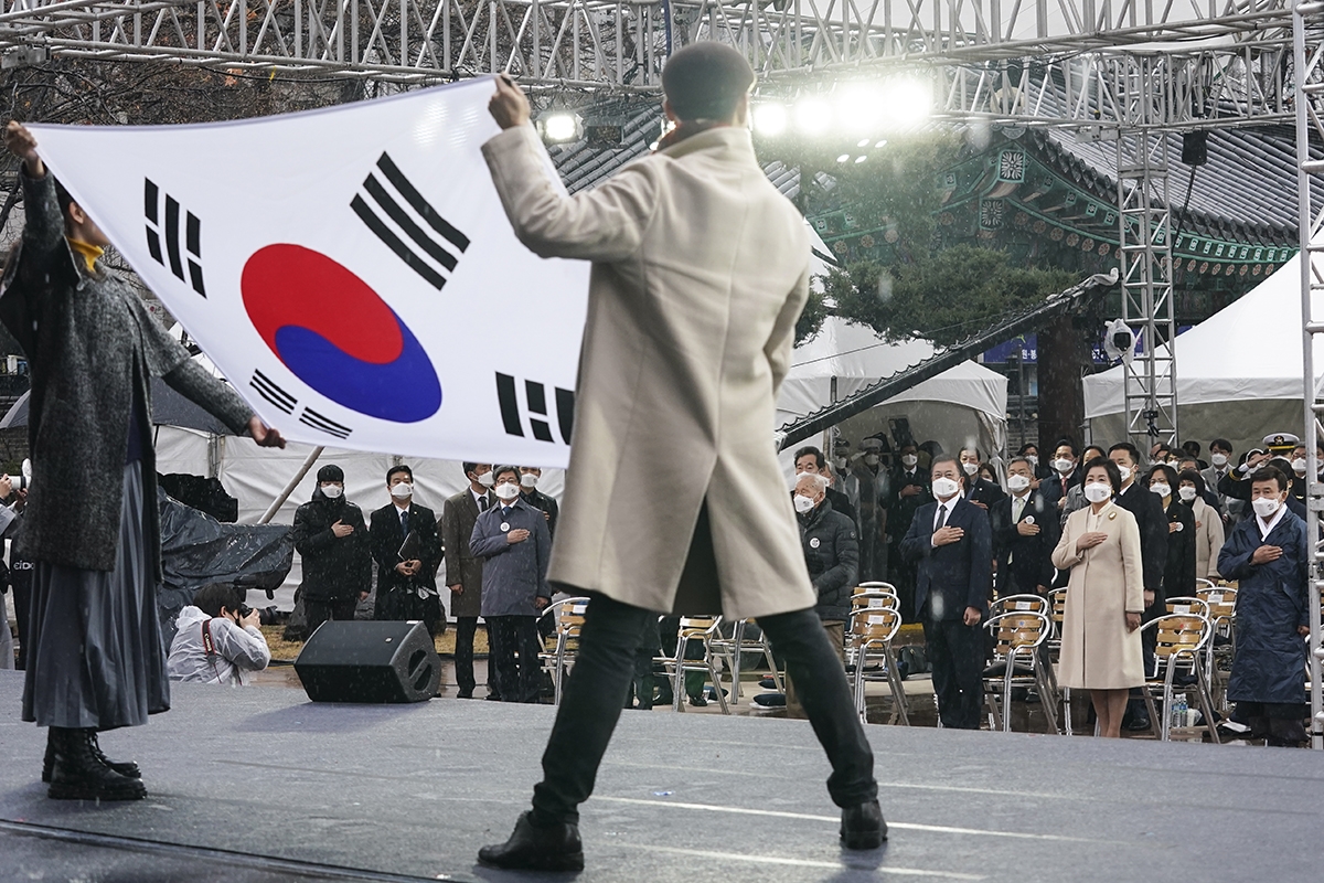 문 대통령은 1일 서울 종로구 탑골공원에서 열린 제102주년 3·1절 기념식에 참석했다. (청와대 제공)