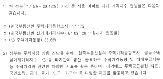 정부는 한국부동산원의 자료를 인용하며 문재인 정부 출범 이후부터 지금까지 서울 아파트값 상승률이 17.17%라고 주장했다. 자료=경실련.