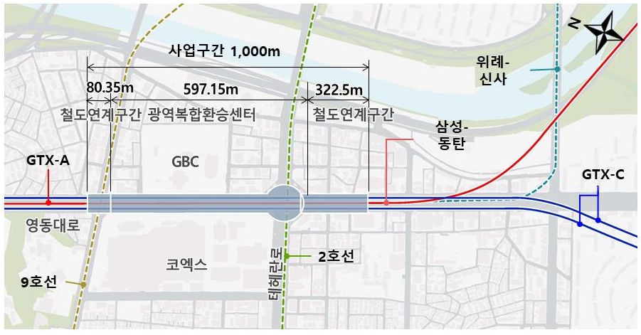 영동대로 광역복합환승센터 위치도