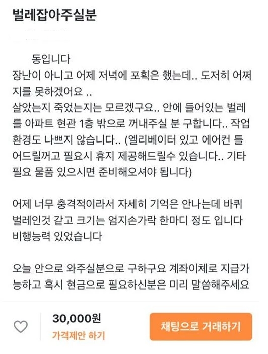 당근마켓 게시글.