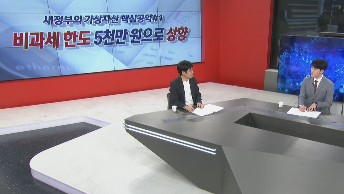 한국경제TV 가상자산프로그램 출연 중인 정상호 대표(좌)