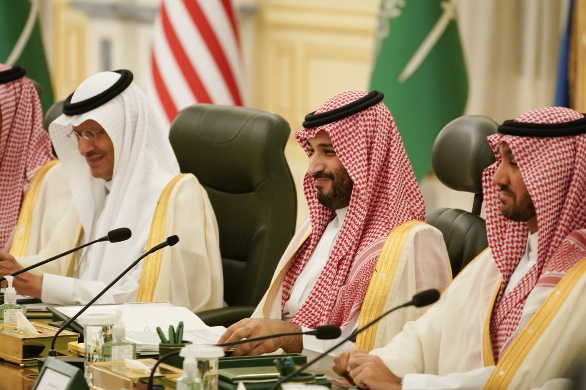 (걸프협력회의+3에서 바이든 미국 대통령과 회담 중인 무함마드 빈살만 사우디아라비아 왕세자)