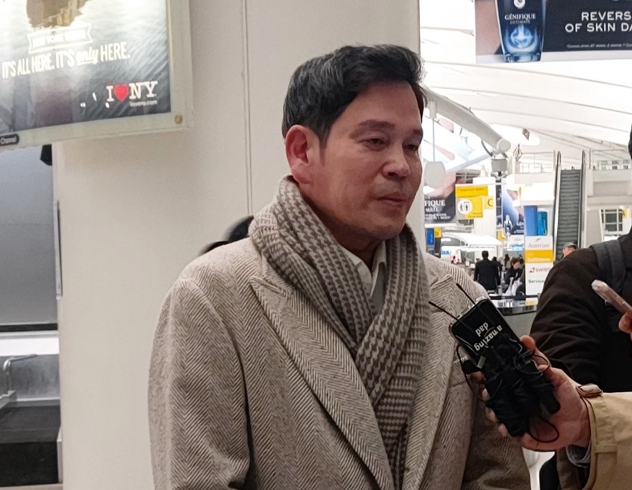 정용진 신세계그룹 회장 (현지시간 17일, JFK공항 입국장, 출처:뉴욕특파원단)