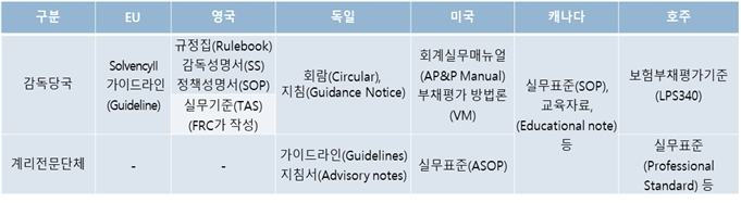 국가별 부채평가 계리기준 (자료 - 보험연구원)
