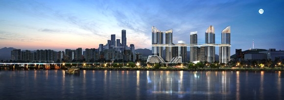 용산정비창 전면1구역 야경 조감도. HDC현대산업개발 제공